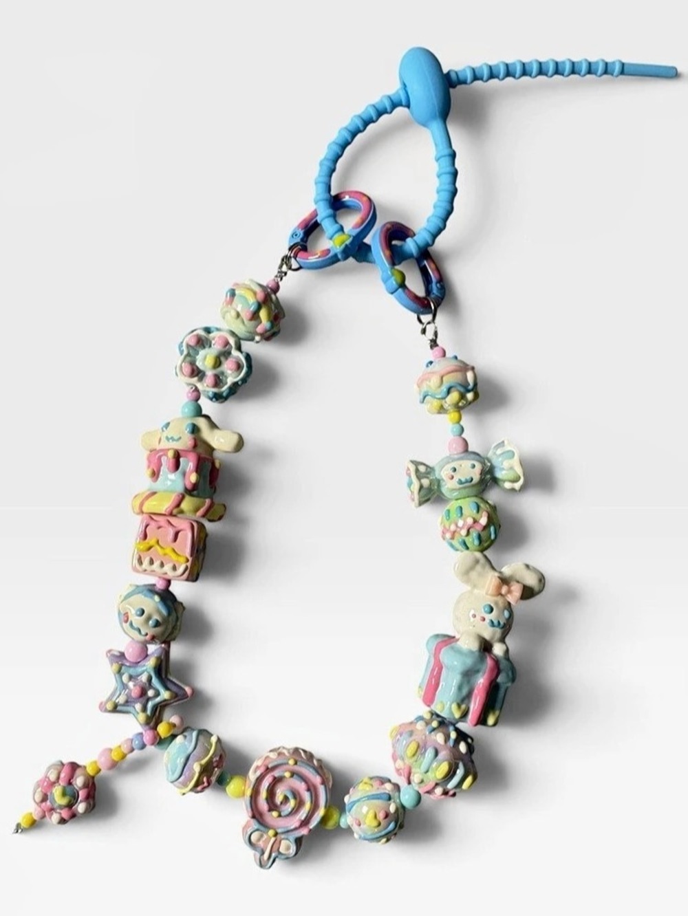 Kawaii Pastel Candy Beaded Bag Charm Y2K Cute Purse Chain Keychain